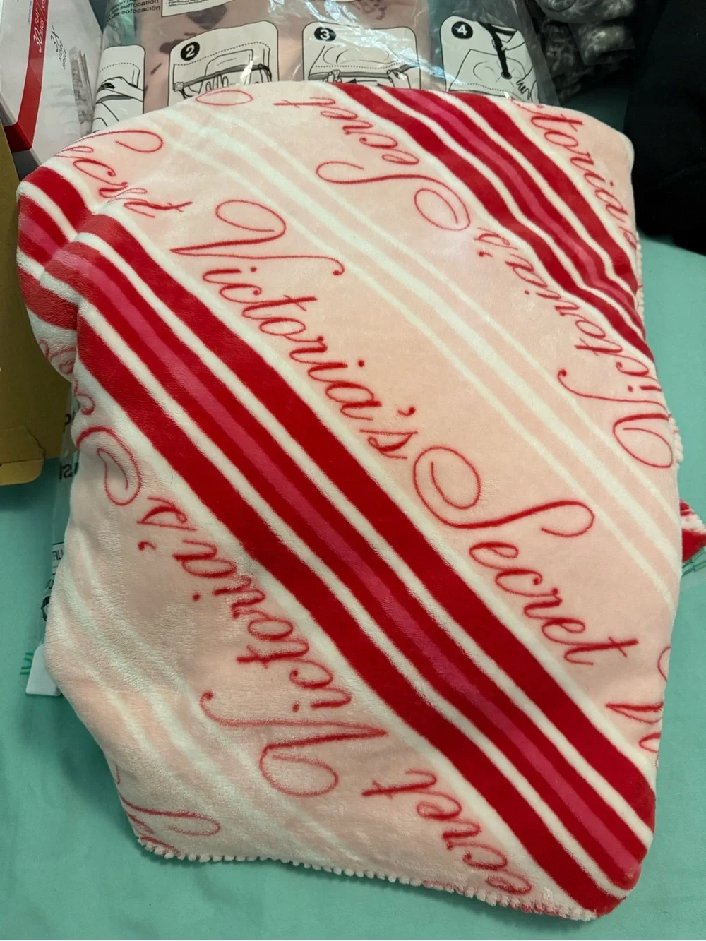 Victoria's Secret Pink, Red & White Script Sherpa Throw